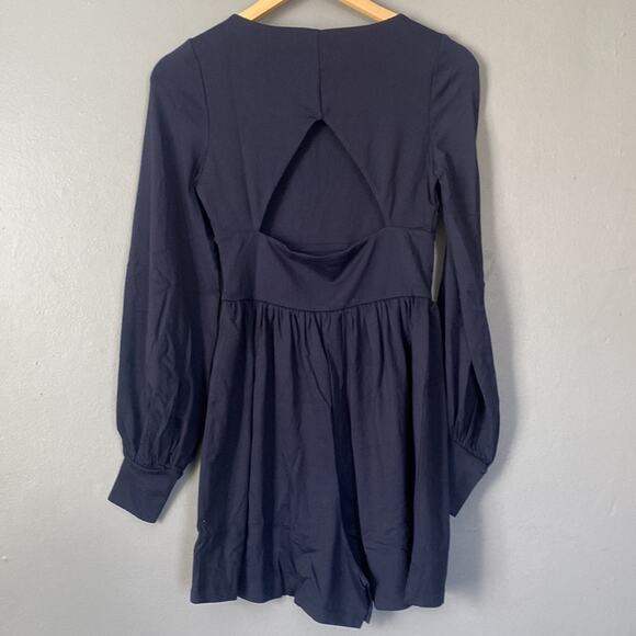 SUSANA MONACO Navy Blue Romper Coastal Preppy Academia Nautical Eurosummer S - Picture 4 of 9